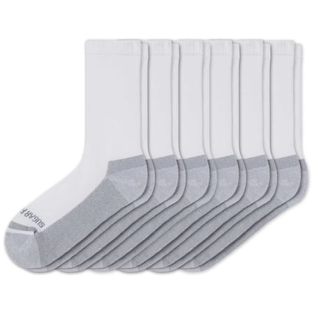 Sugar Free Sox Active-Fit Cushioned Crew Mens Non-binding Comfort Socks 6 PK (White  L)