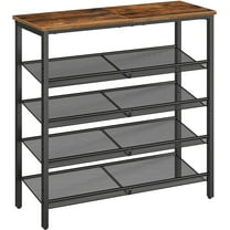 HOOBRO 5-Tier Shoes Rack with Adjustable Mesh Shelves 16-20 Pairs of Shoes Entryway Home Closet Rustic Brown BF12XJ01