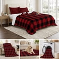 thumbnail image 6 of Twin Quilt Set 68''x86'', Rustic Checkered Lightweight Summer Bedspread Coverlet Set with 2 Pillow Shams, Black Red Buffalo Plaid Breathable All Season Quilt Bedding for Dorm/Bedroom, 6 of 9