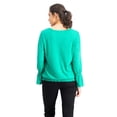 thumbnail image 4 of Style & Co. Womens Smocked-Hem Top, Peacock Green, Small, 4 of 6