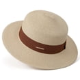 thumbnail image 2 of TFEOQRY Women's British Flat Top Straw Hat Wide Brim UV Sun Protection Breathable Foldable Sun Cap, 2 of 5
