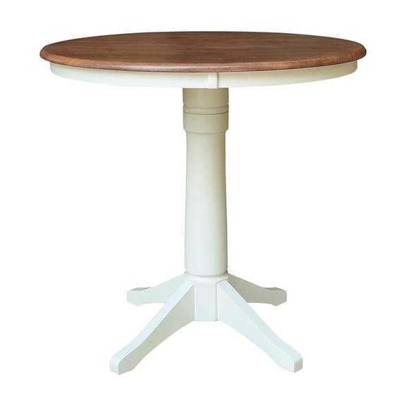 36" Round Top Pedestal Dining Table - 35.9" Height - Multi-Color