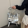 thumbnail image 5 of HUISZJ Crossbody Shoulder Bag, Fashion Pocket Storage Commute Bag, Adjustable Strap Shoulder Handbag for Travel Commute Work (Silver), 5 of 9