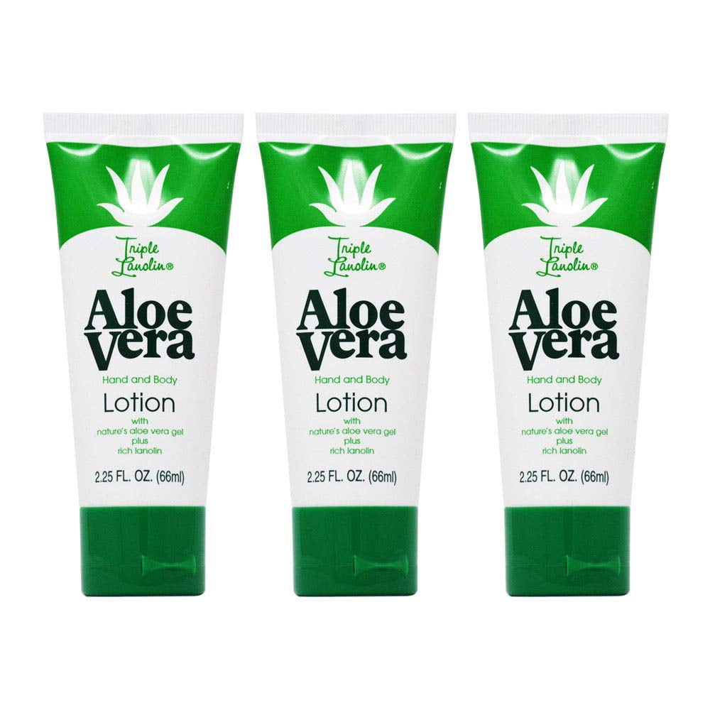 Triple Lanolin 2.25 Fl Oz. Tubes Aloe Vera Hand & Body Lotion 3 pack