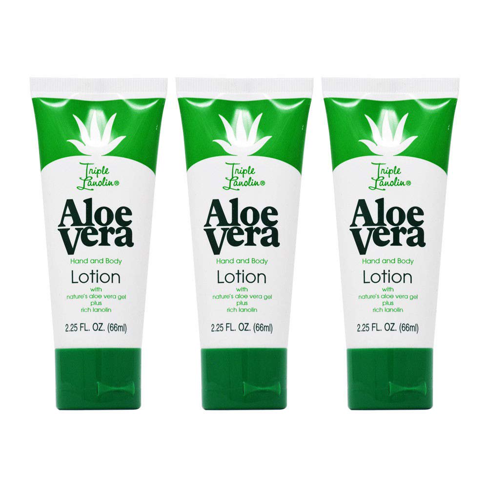 Triple Lanolin 2.25 Fl Oz. Tubes Aloe Vera Hand & Body Lotion 3 pack