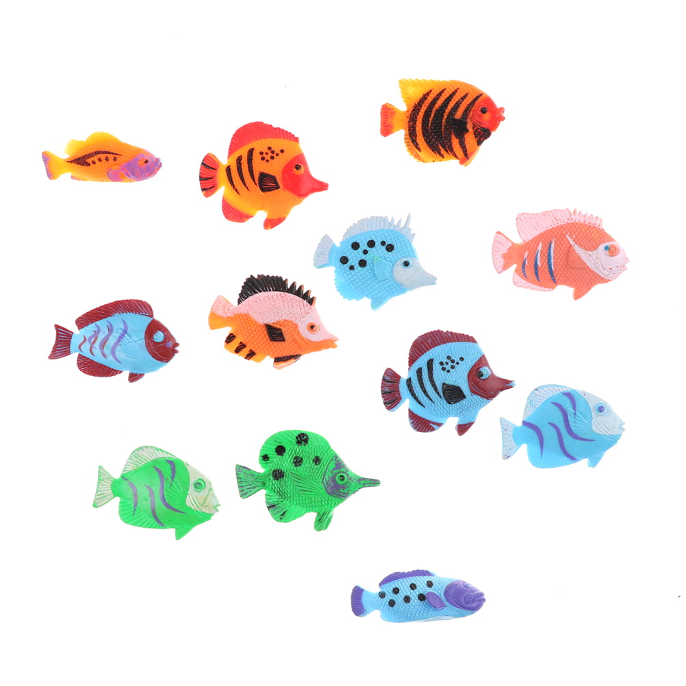 12 pcs Mini Tropical Ocean Fish Toy Gift Sea Life Model Toys  Pool Education jx 