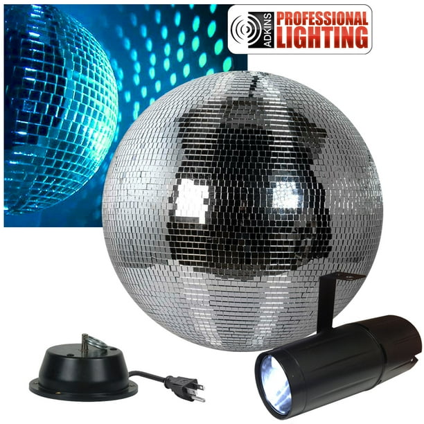 8" Disco Mirror Ball Complete Party Kit with LED Pinspot and Motor Dj Lights