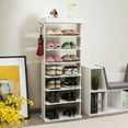 thumbnail image 2 of Gymax 7-Tier Shoe Rack Vertical Design Wooden Shoe Storage Shelf w/Hooks White, 2 of 10