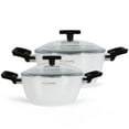 thumbnail image 4 of Flonal Onice Non-Stick Deep Stew Cooking Pot with Glass Lid 5.5 Qt (5.2 L) Forged Aluminum Ceramic Nonstick Stockpot Soup Pot, White, 4 of 8