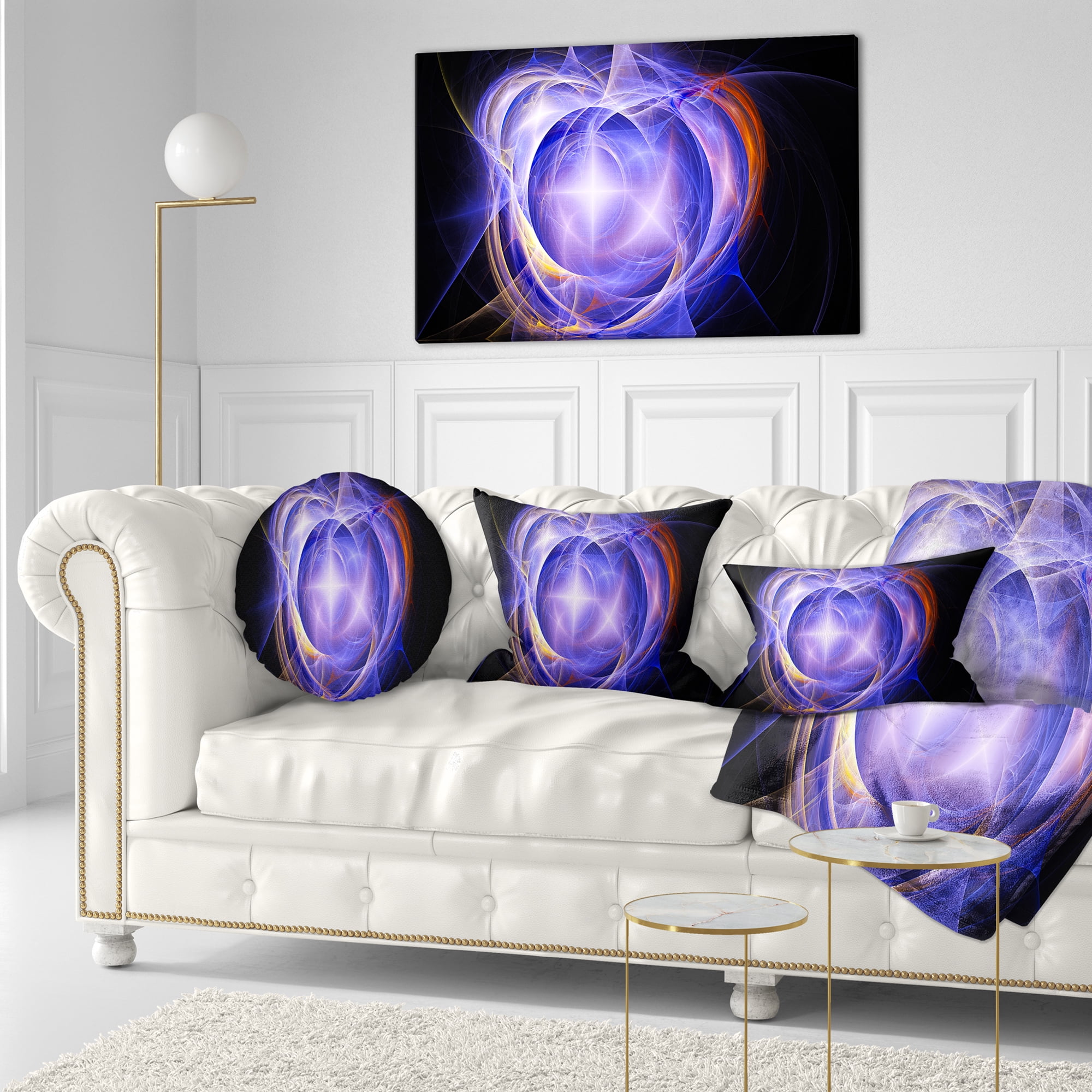Designart Supernova Explosion Blue - Abstract Throw Pillow - 12x20