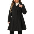 thumbnail image 5 of Agnes Orinda Women's Plus Size Coats Notch Lapel Double Breasted Winter Pea Coat Trench Coat 1X Black, 5 of 7