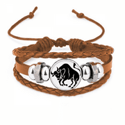 Constellation Taurus Zodiac Sign Bracelet Wristband Leather Jewelry Ornament