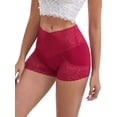 thumbnail image 4 of INSPIRE CHIC Mother's Day Women's Panties High Rise Lace Trim Shaper Shorts Tummy Control Hip Lifter S Burgundy, 4 of 6