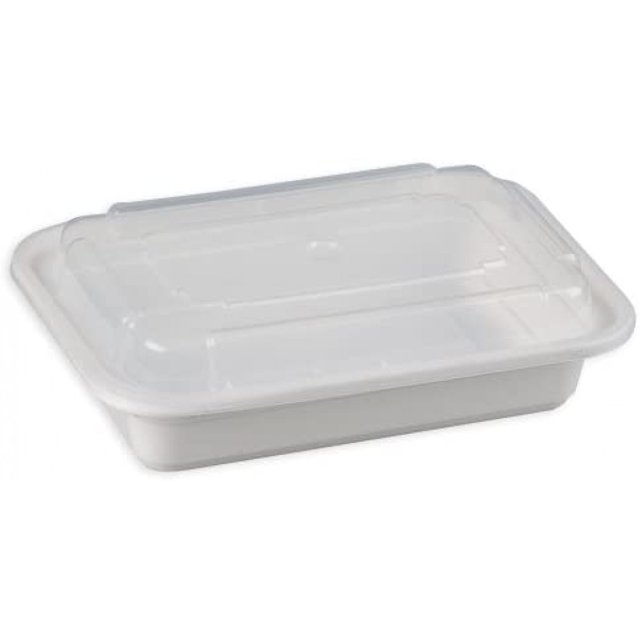 Contenant Rectangulaire Blanc 16oz Micro-Ondable avec Couvercles 150 Unités/paquet
