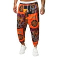 thumbnail image 2 of Kmbangi Men Casual Pants Graffiti Print Drawstring Tied-Ankle Loose Trousers, 2 of 9