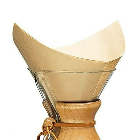 Chemex Bonded Unbleached Pre-folded Square Coffee Filters, 100 Count