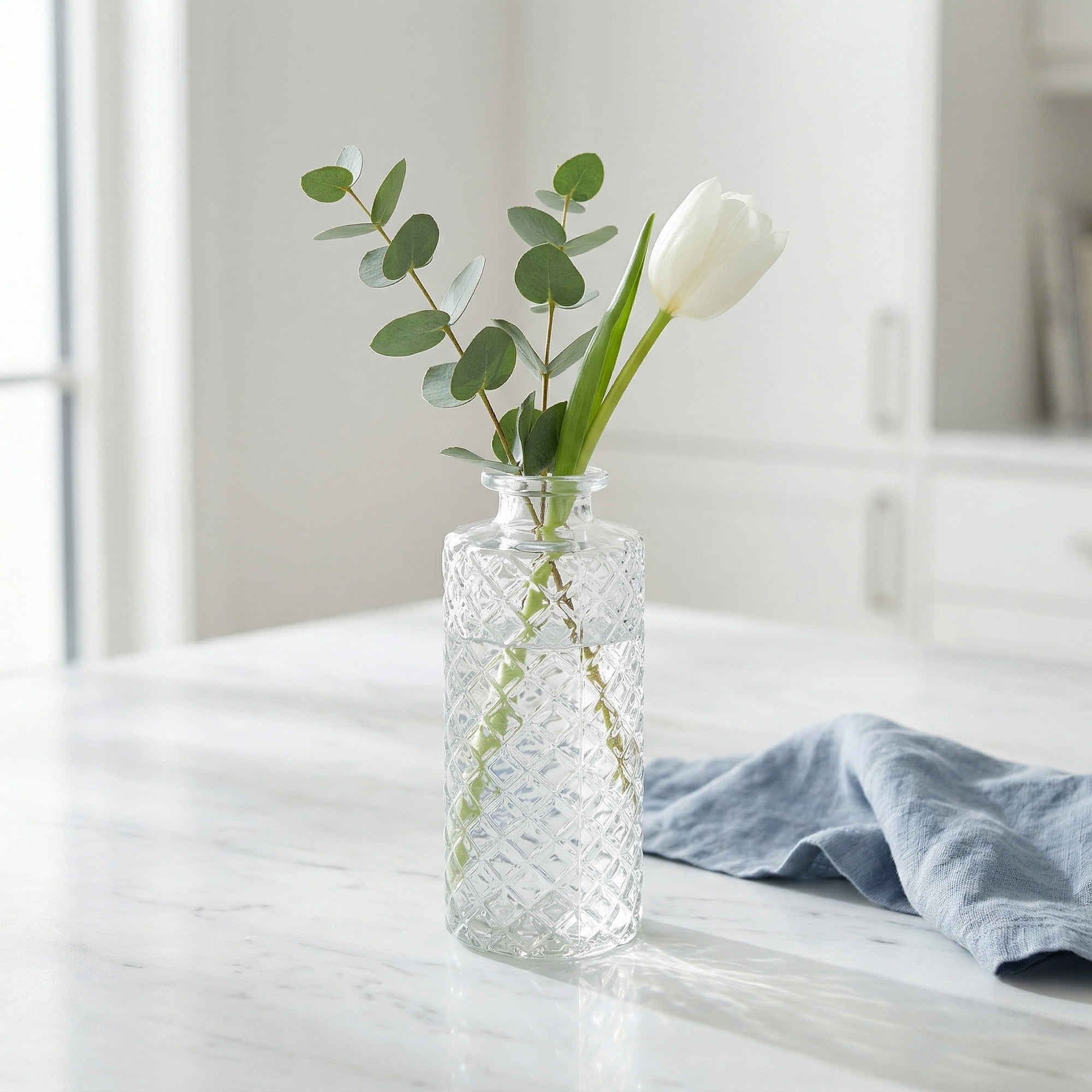Unique Bargains Glass Bud Vases Set for Small Flower Vases Clear 2"L x 2"W x 5"H