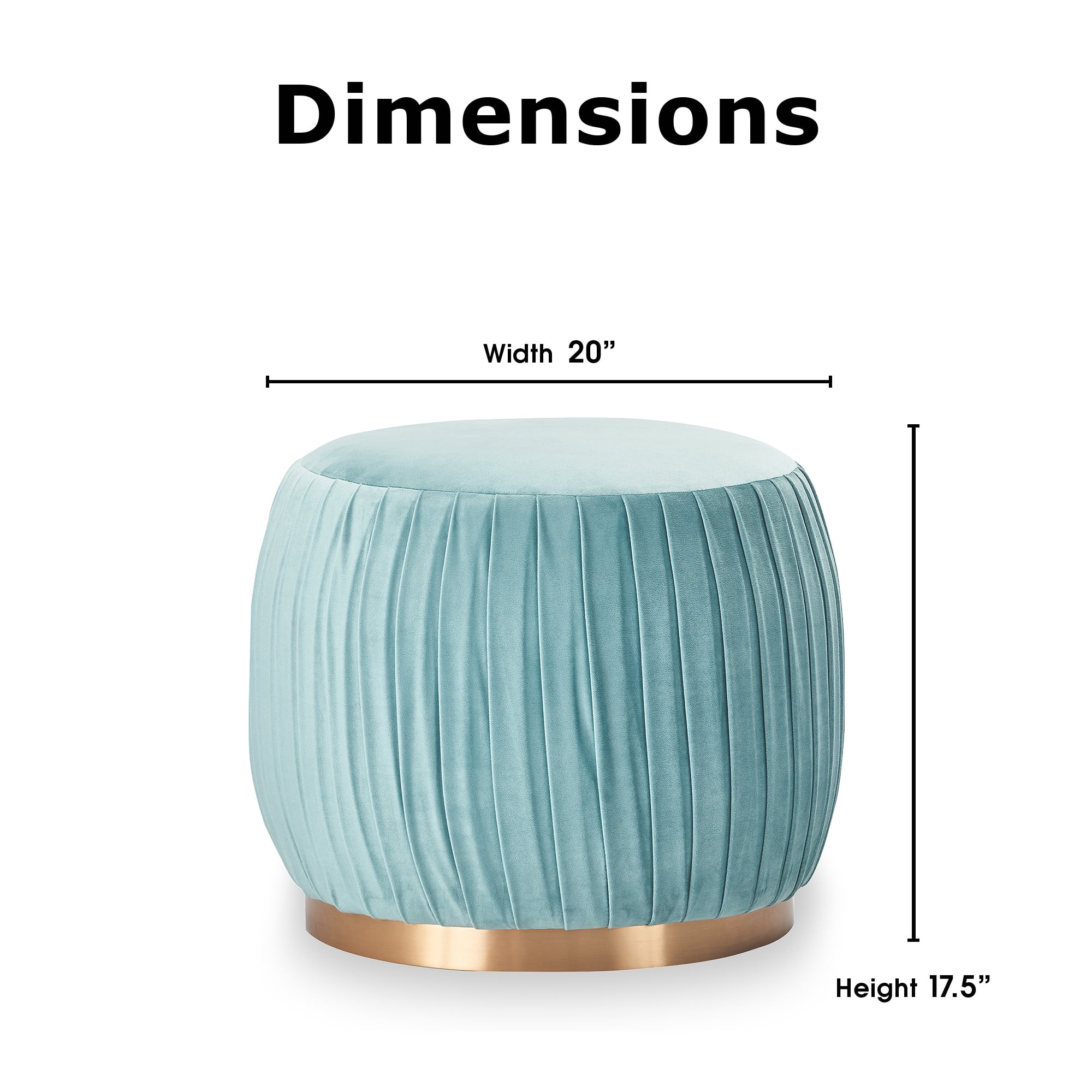 Adore Decor Jolie Modern Pleated Velvet Ottoman in Teal Blue