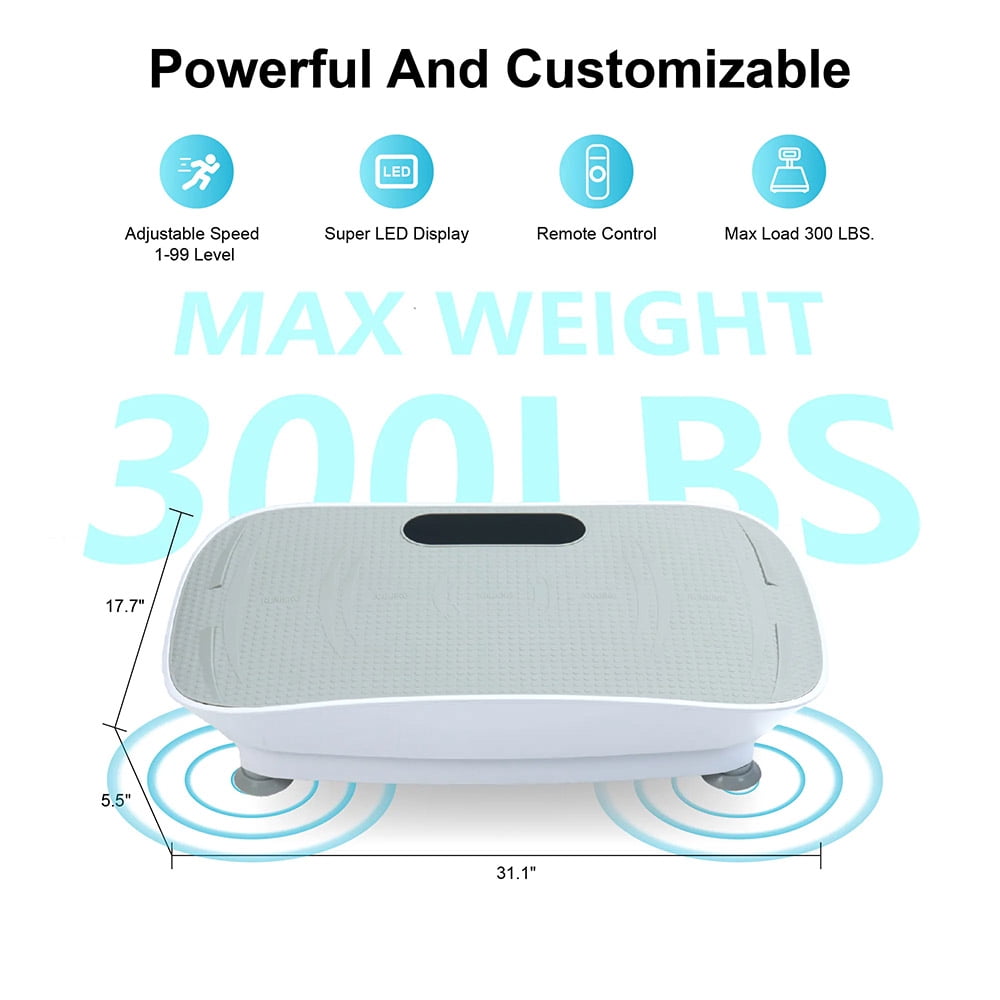 LOHASLY Vibration Plate Machine w/Handle 120 Speed Lymph Drain Fat Burn Weight Loss Home GymMen/Women(Grey)