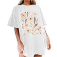 thumbnail image 2 of Blouses pour Femmes, T-Shirts Décontractés à Fleurs Imprimées Manches Courtes Tops Surdimensionnés, 2 of 7