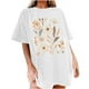 thumbnail image 1 of Faldas Cortas para Mujeres, Impresión de Flores Casual Oversized Camiseta de Manga Corta Top Hecho de 95% Poliéster 5% Spandex para Primavera Verano, Falda Corta de Verano, 1 of 7