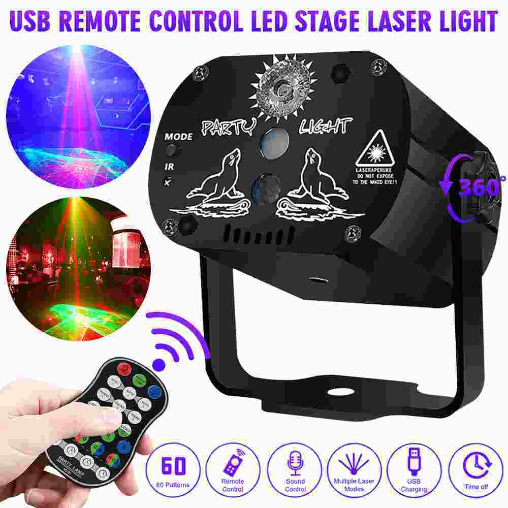 480Patterns Party Stage Light Laser Projector Stage Light LED RGB DJ Disco KTV Show Party Lights