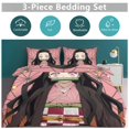 thumbnail image 5 of Kamado Nezuko 3 Pieces Bedding Set 3D Printed Lightweight Bed Quilt Set Comforter Cover Set for Girls Kids Teens, 1 Quilt Cover 2 Pillowcases 102"x90", 5 of 8