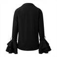 thumbnail image 5 of Womens Button Down Shirt Long Sleeve Dress Shirts Solid Work Blouse with Ruffle and Tie Detail Black S, 5 of 5