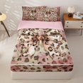 thumbnail image 2 of Homewish Vintage Bowknot Girls Zipper Twin Comforter Sets with Fitted Sheet and 2 Pillowcases, Pink Gold Cheetah Print Zipper Bedding Set, Pink Reversible, 4 Pieces, 2 of 6