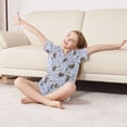 thumbnail image 3 of FORMRS Kids Short Sleeve Top and Pants Pajama Set Unisex Satin 2-Piece Sleepwear, Sizes 11-12Y, Purple Otters Pattern, 3 of 8