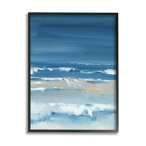 Stupell Industries Rolling Beach Waves Foamy Shoreline Painting Black Framed Art Print Wall Art, Design by Ethan Harper