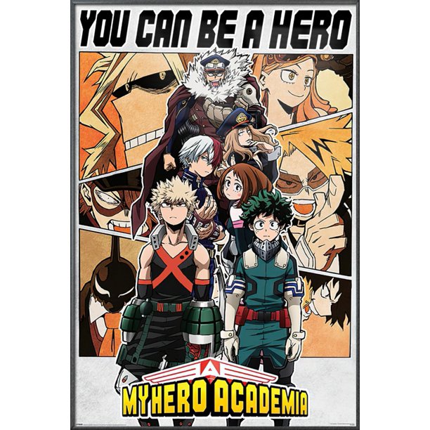 My Hero Academia Framed Manga Tv Show Poster Cast You Can Be A Hero Metallic Anthracite Plastic Frame Walmart Com