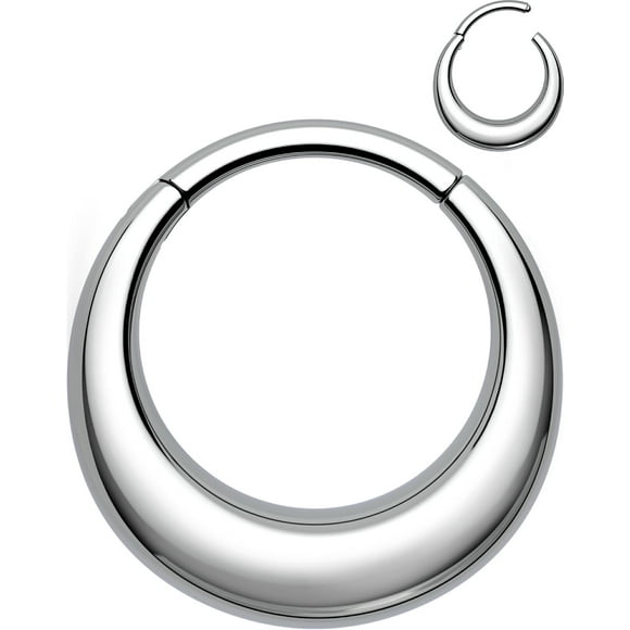 shiyou-Titanium Septum Rings, 16G Septum Jewelry, Clicker Daith Piercing Jewelry Hoops, Hinged Segment Daith Earrings for Women Men-Silver 8/10mm