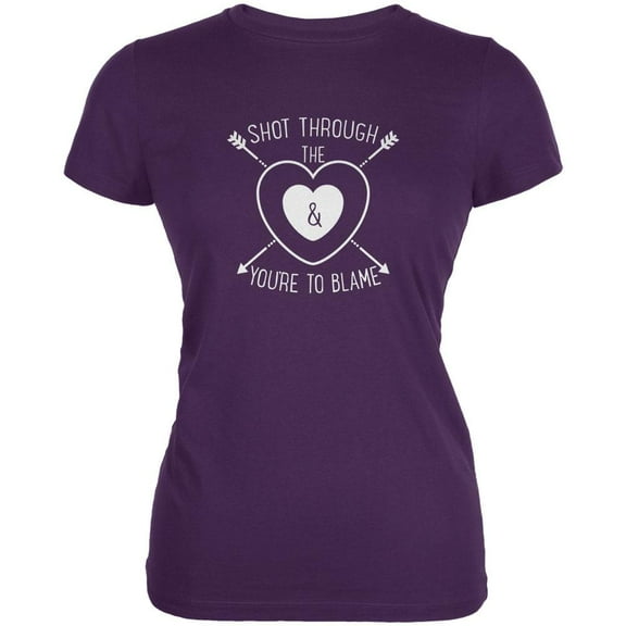 Shot Through The Heart Purple Soft Juniors T-Shirt - Medium