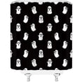 thumbnail image 3 of Funny Ghost Shower Curtain Cute Halloween Spooky Black White Fabric Bathroom Decor Set with Hooks,70 W X 70 H, 3 of 6