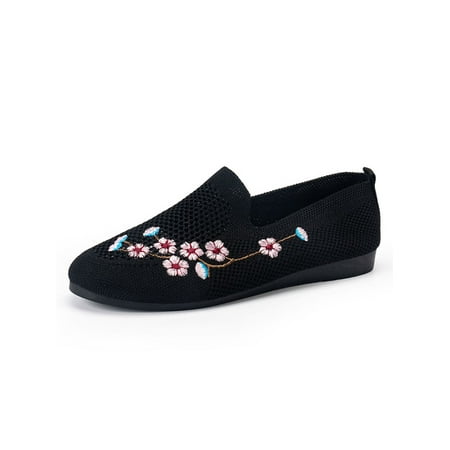 

UKAP Women Sneakers Slip On Casual Shoes Non-Slip Flats Breathable Walking Shoe Womens Comfort Lightweight Black 5