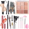 thumbnail image 1 of YBUETE Juego de maquillaje para mujeres, niñas y adolescentes, juego de regalo que incluye 9 colores de sombra de ojos, base en barra, lápiz de cejas, delineador de ojos, máscara, brillo de labios, 5, 1 of 5