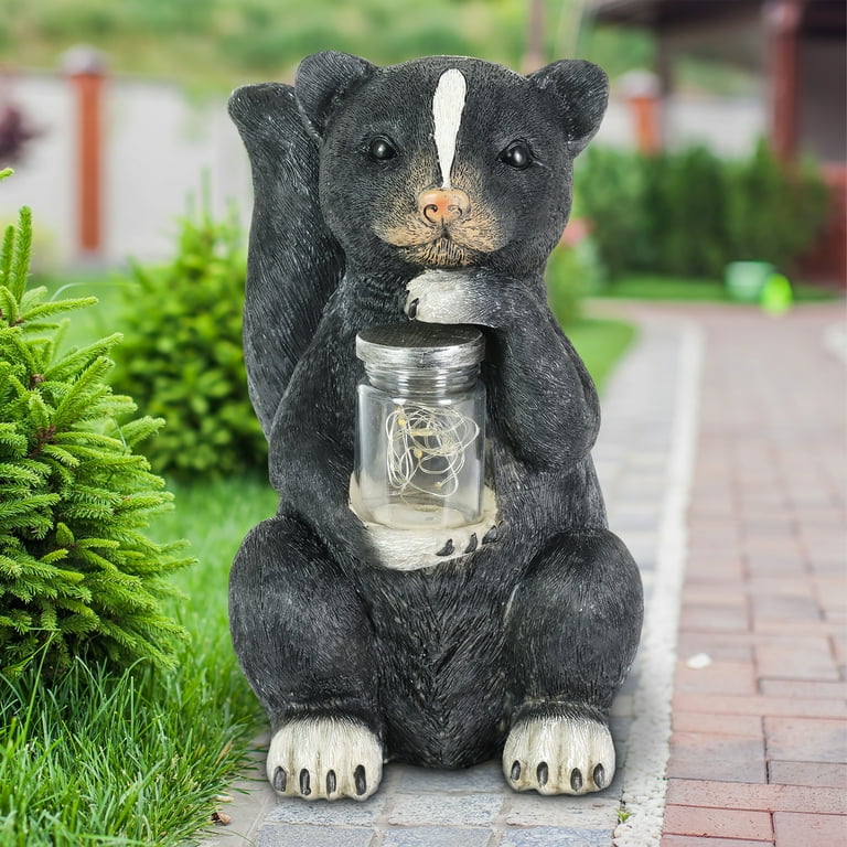 Exhart Solar Skunk Garden Statue, 10 inches, Resin, Multicolor