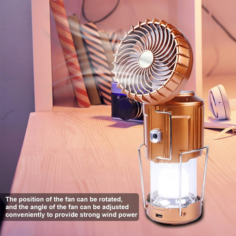 LED Solar Rechargeable Portable Camping Lantern with Fan