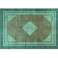 thumbnail image 1 of Ahgly Company Machine Washable Indoor Rectangle Medallion Turquoise Blue Traditional Area Rugs, 5' x 7', 1 of 4