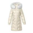 thumbnail image 5 of Hvyesh Womens Puffer Coat with Hood Winter Shiny Long Hooded Jacket Warm Long Sleeve Baggy Long Coats Quilted Jackets with Pockets, 5 of 6