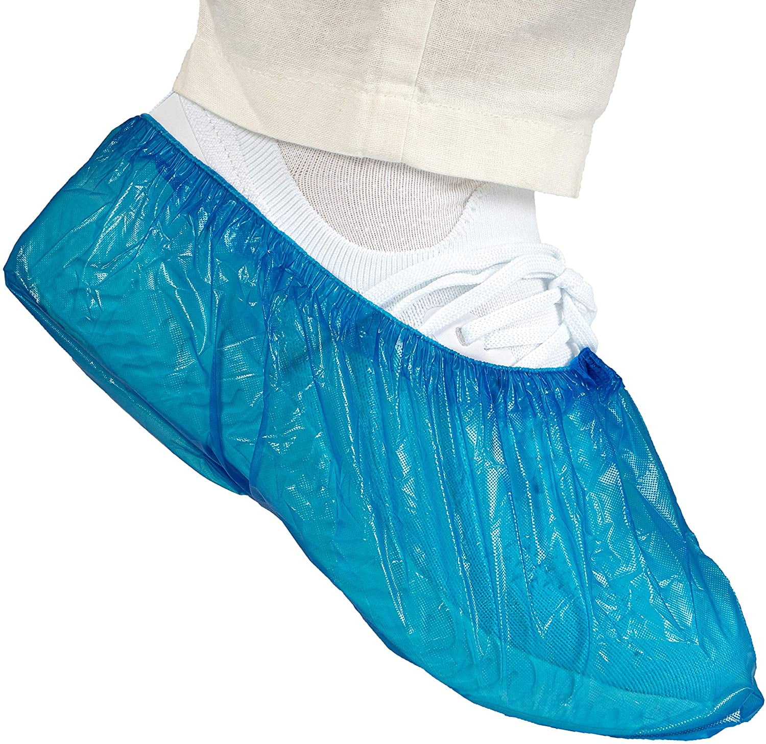 300 Cubrezapatos Desechables Extra Fuertes CPE Color Azul - Para Uso Médico O Industrial