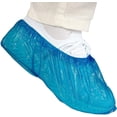 thumbnail image 1 of Paquete de 100 cubrezapatos de polietileno desechables impermeables de primera calidad, cubrezapatos desechables de plástico - azul, 1 of 2