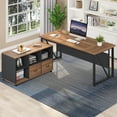 thumbnail image 3 of 63 inches Executive Desk and 47" lateral File Cabinet, L-Shaped Computer Desk Home Office Furniture with Drawers and Storage Shelves, 3 of 5