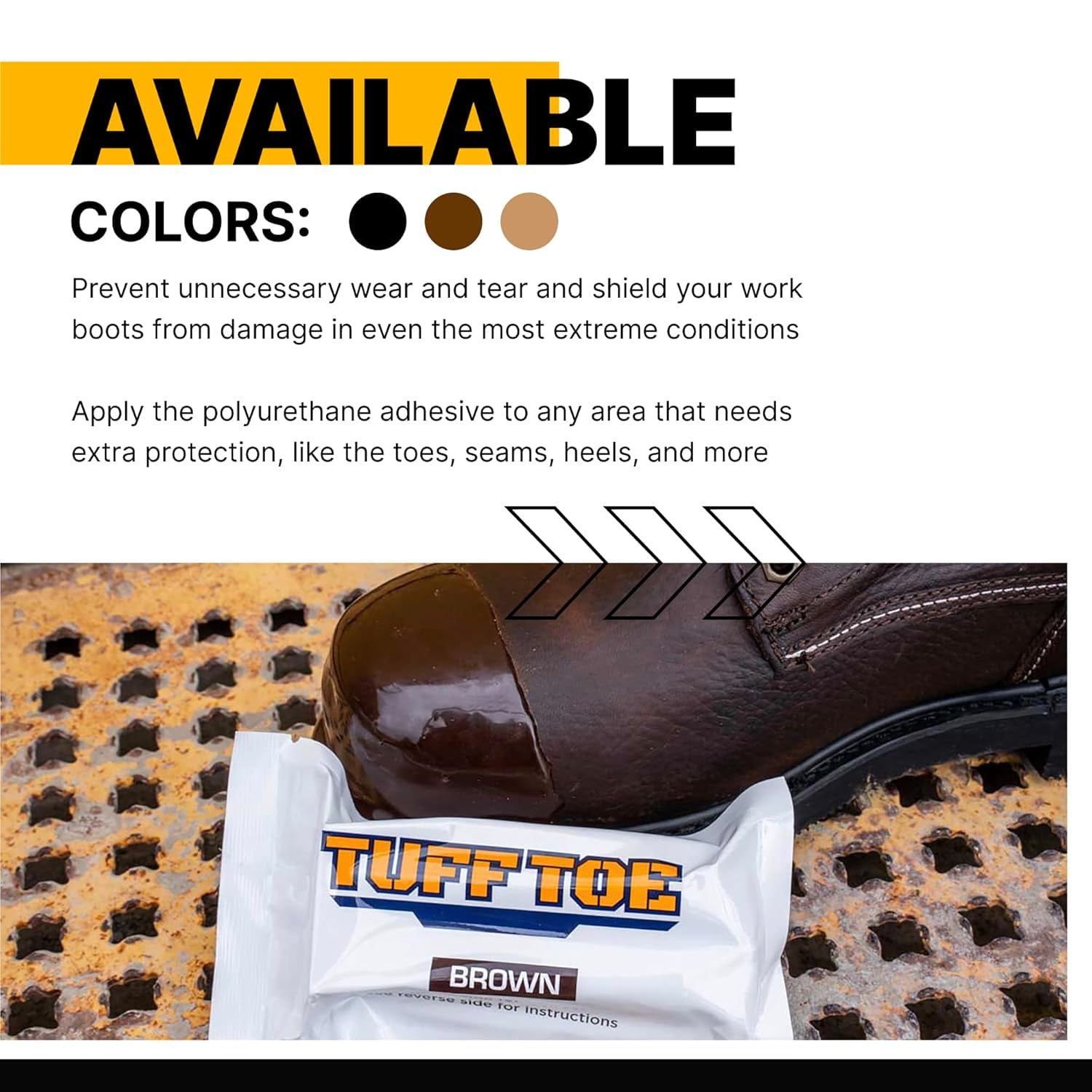 Tuff Toe Boot Toe Protector Adhesive Brown Waterproof Heat