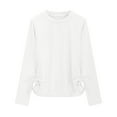 thumbnail image 4 of Linfrsh Long Sleeve Tshirt Cotton Girls Long Sleeve Shirts Toddlers Cotton Long Sleeve Tees Basic Crewneck Tops for Girls Daily Wear White,11-12 Years, 4 of 5