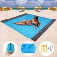thumbnail image 4 of Escape To Paradise: Oversized Beach Blanket, Sandproof 210 X 200 Cm, Ripstop Polyester Mat For 3-4 People, Quick Dry, Waterproof, Folds Into Carry Bag, Sand-Repellent Picnic, 4 of 5