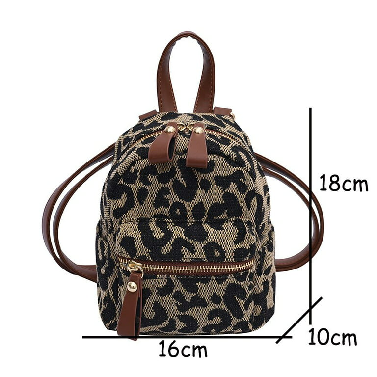 Cocopeaunts Fashion Women Mini Backpack High Quality Leopard Nylon Shoulder Bag Small Backpack School Bags for Teenage Girls Travel Rucksack, Adult