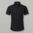 thumbnail image 2 of Camisas Para Hombre Manga Corta Camisa informal de algodón con botones para hombre, manga corta, para todos los días (Black, S), 2 of 3