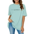 thumbnail image 1 of JIRNDf Hauts pour Femmes Tendance d'Été T-Shirts Surdimensionnés à Imprimé de Lettres Col Rond Manches Courtes Manches Courtes Décontracté Ample Sport Décontracté Uni Adolescentes Jolis T-Shirts Graphiques pour Femmes Chemises Vert Clair m, 1 of 4
